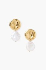 Two Tiered White Keshi Pearl Earrings