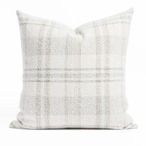 Hugo Plaid 22x22 Pillow. Salt & Pepper