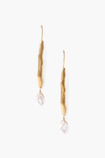 Gold Wave Pearl Drop Earrings